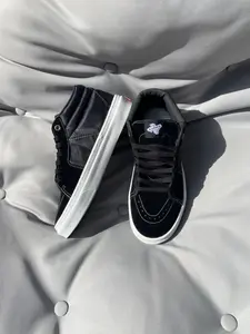Mid-Height Wide Fit Skate Shoes, Sports Shoes, Classic Casual Sneakers, Sporty Patchwork Design, Unisex All Season Footwear