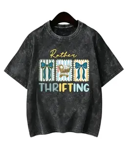 Vintage "Thrifting Lover" Bow & Cart Print Cotton Shirt