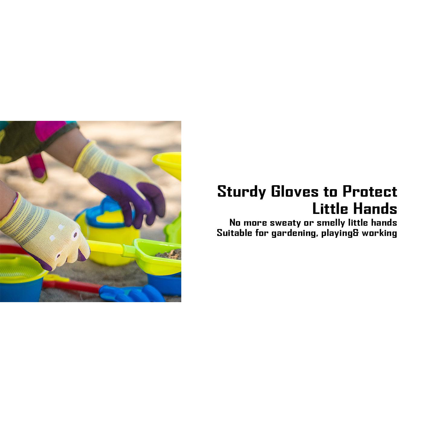 COOLJOB 2 Pairs Modal Toddler Work Gloves, Rubber Coated Kids Gardening Gloves