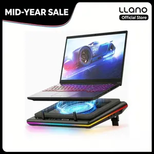 DealsForYouDays llano RGB Laptop Cooling Pad, Gaming Laptop Cooler with Powerful Turbofan, Fast Cooling Laptop 15.6-21in, Adjustable Speed, Touch Control, LCD Screen Computer Peripherals