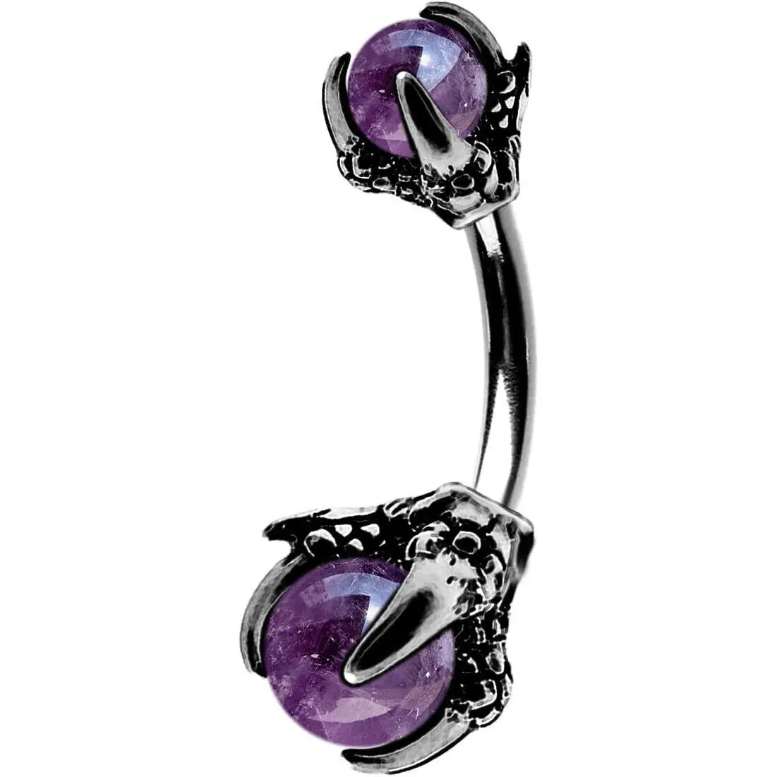 14G Claw Belly Button Rings, Surgical Steel, Dragon Claws Holding Natural Stone, Navel Piercing Jewelry