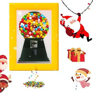 Square Wall Mounted Candy Dispenser Photo Frame, Multifunctional Hanging Gumball Machine, Quick Dispensing Storage Container, Wall Art Decor Organizer for Candy, Nuts, Dry Fruits, Dog Cat Pet Snacks Treats Home Living Room Bedroom Wall Hanging Ornament