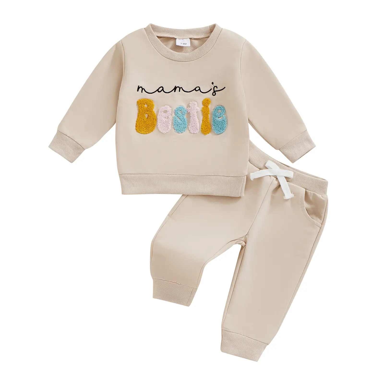 LAGKIYOJ Toddler Baby Girl Fall Winter Clothes Embroidered Letter Graphic Crewneck Sweatshirt + Joggers Pants Outfits Set