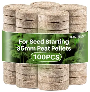 MAQIHAN 50PCS Peat Pellets for Seedlings - 35MM Seed Starter Pellets Peat Pods for Starting Seeds Garden Soil for Planting Transplanting Growing Garden Flower Vegetables Germination Propagation Tray