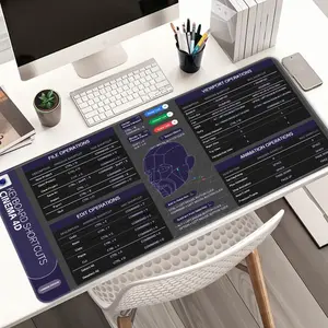4D Shortcuts Key Mouse Pad, Creative Keyboard Shortcut Pattern Large Mousepad, Modern Design Mouse Pad for Home Office