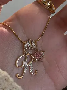 A-Z Initial Letter Pendant Necklace for Women, Sparkling Cubic Zirconia Alphabet Charm, Minimalist Personalized Name Jewelry, Cubic Zirconia Necklaces