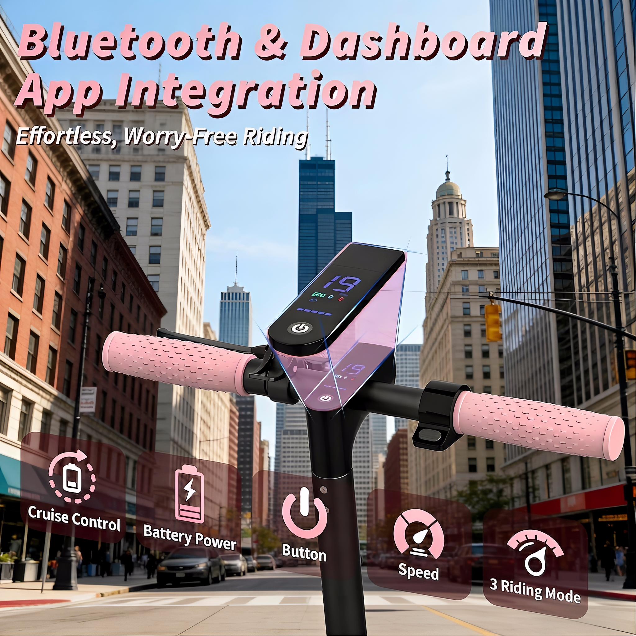 Electric Scooter,8.5" Tires,350W Motor,Up to 19MPH Max Speed,Portable Electric Scooter with Light, Suitable for Female Girls,Halloween Gifts