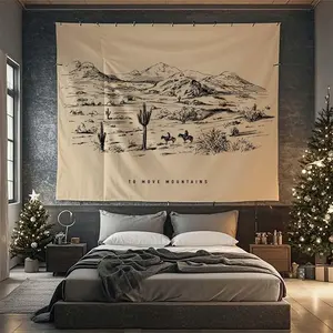 One piece set, new arrival background cloth tapestry, vintage western style tapestry pattern, tapestry bedroom living room outdoor decoration polyester tapestry hanging cloth with installation package