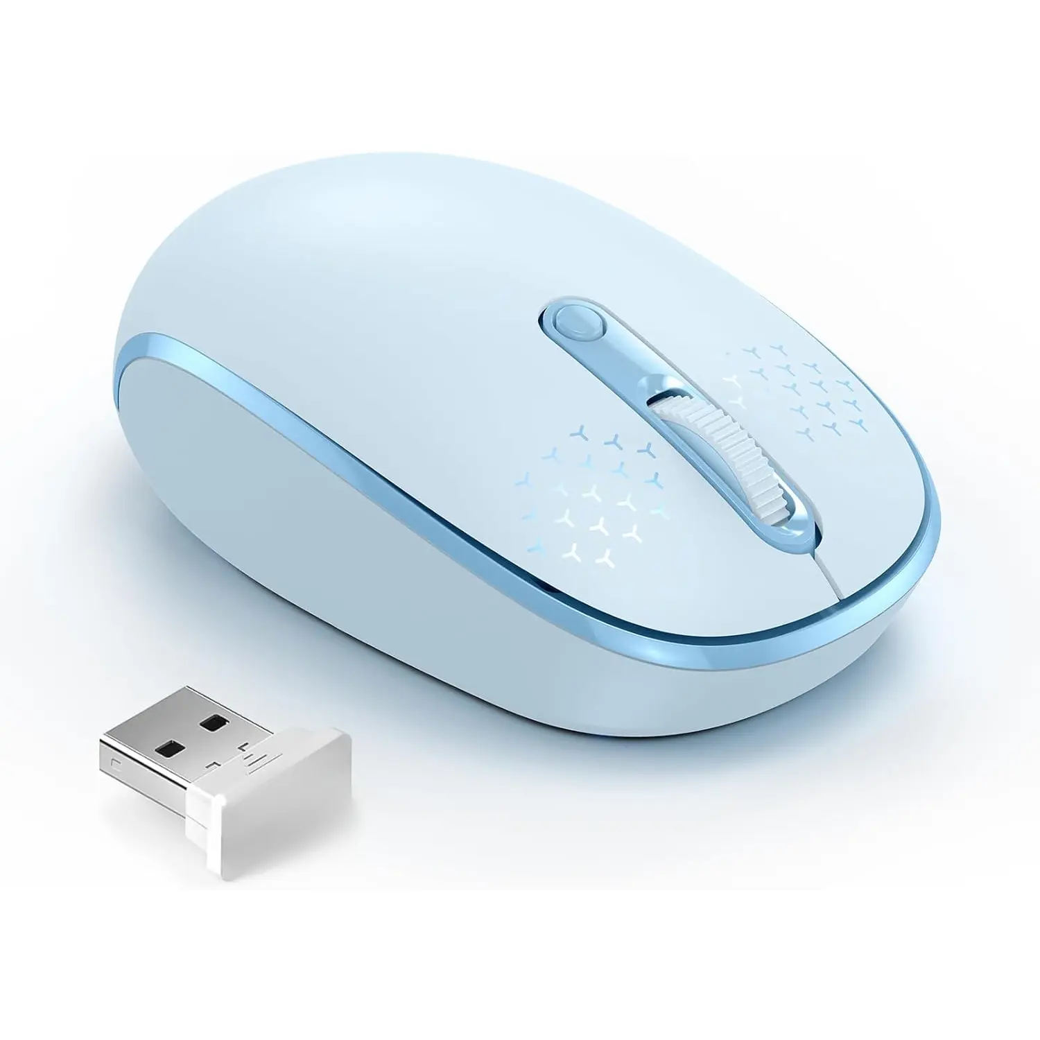 2.4G Wireless Soft Click Quiet Mouse with USB Receiver - 4 Buttons, Compact Size, 800/1200/1600 DPI, 49ft Reliable Connectivity, Ideal for Small-Medium Hands, Chromebook, Laptop, PC - Blue