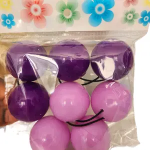 Abi Ball Hair Ties - 40mm Big Size, Assorted Colors in Clear Plastic Packaging