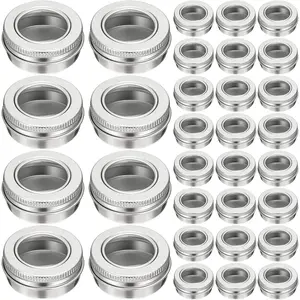 100 Pcs 0.5 Ounce Tin Jar 15 ml Refillable Containers Top Screw Lid Round Tin Container Bottle for Cosmetic,, Painting, Salves, Balms, Lip Balm, Spices or Others, Silver