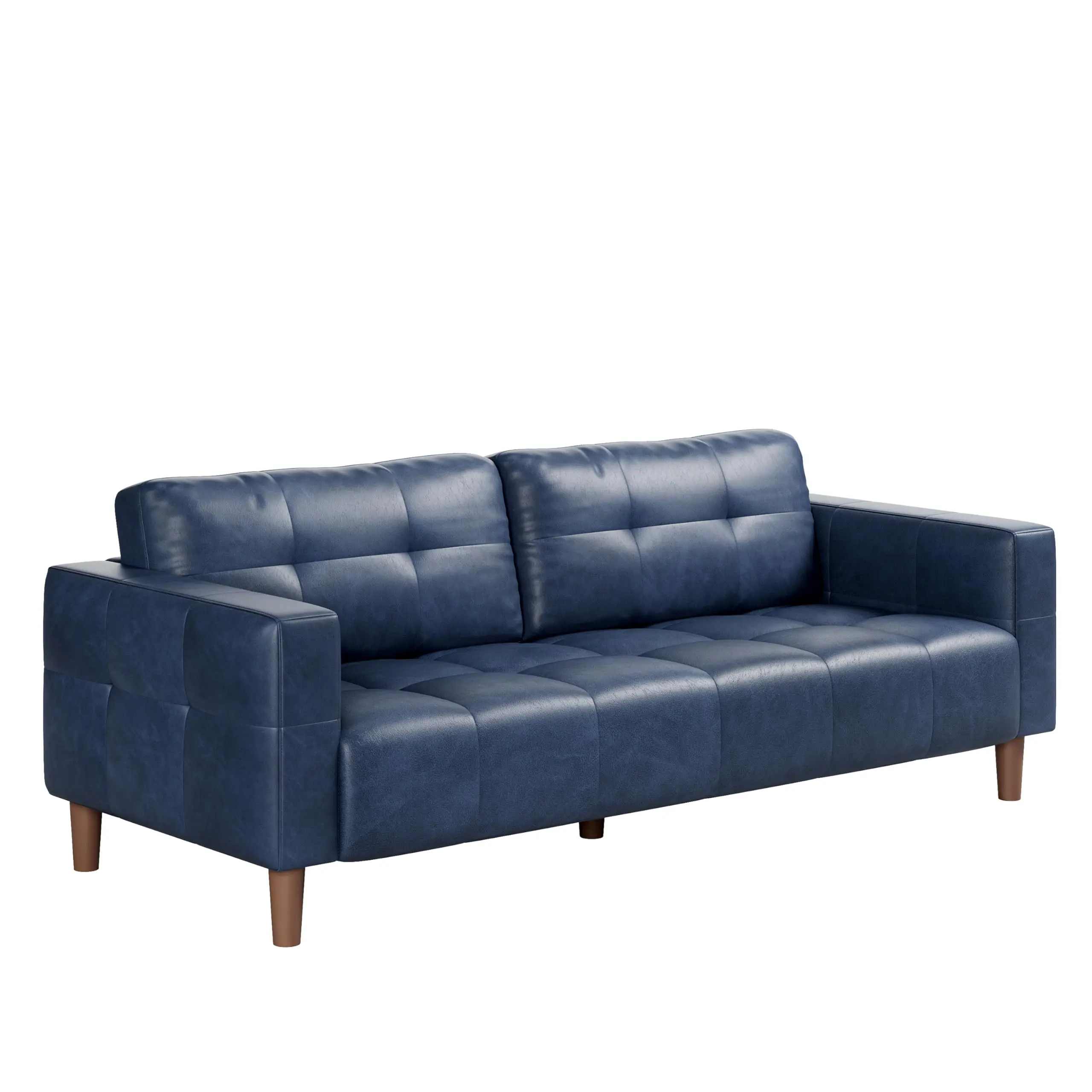 Garvee Modern 3-Seater Sofa and 2 Removable Back Cushions for Living Room,Faux Leather Sofa Couch with Spring Cushion, Easy Assembly for Small Spaces