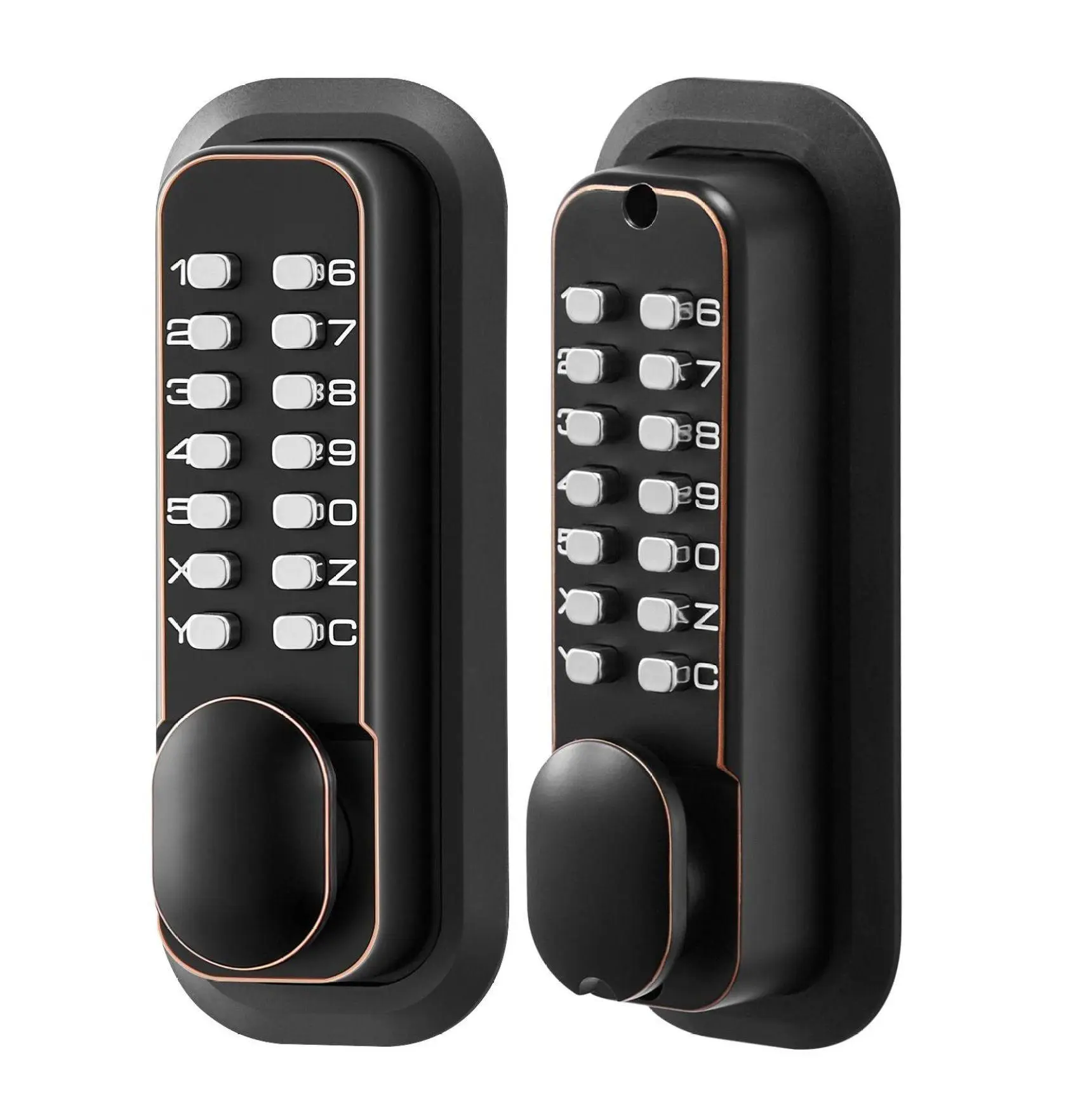 Keyless Entry Door Lock, Mechanical Keypad Lock, 4-7 Digit Code, Auto-Lock, Oil Rubbed Bronze Double-sided Numeric Keypad Knob