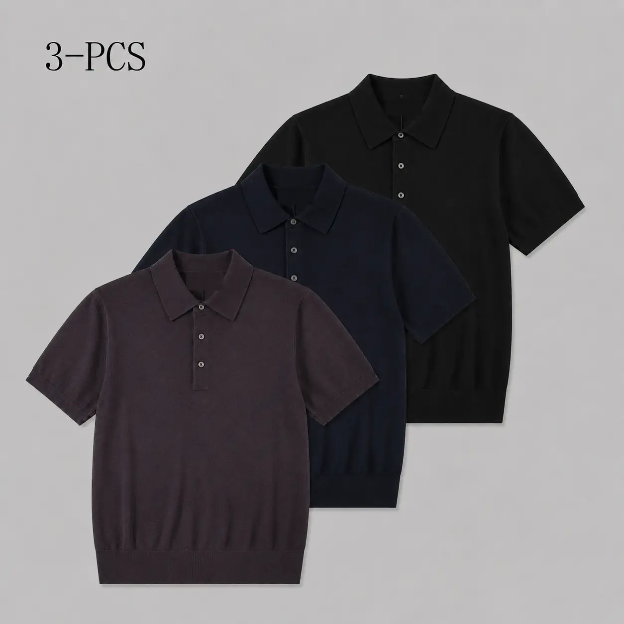 3pcs Black+Brown+Navy Blue