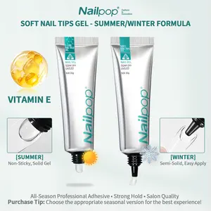 Soft Nail Tips Gel SUMMER WINTER EDITION with Vitamin E Formula Solid Glue for Press on Nails Strong Hold and Beautiful Nails 20g