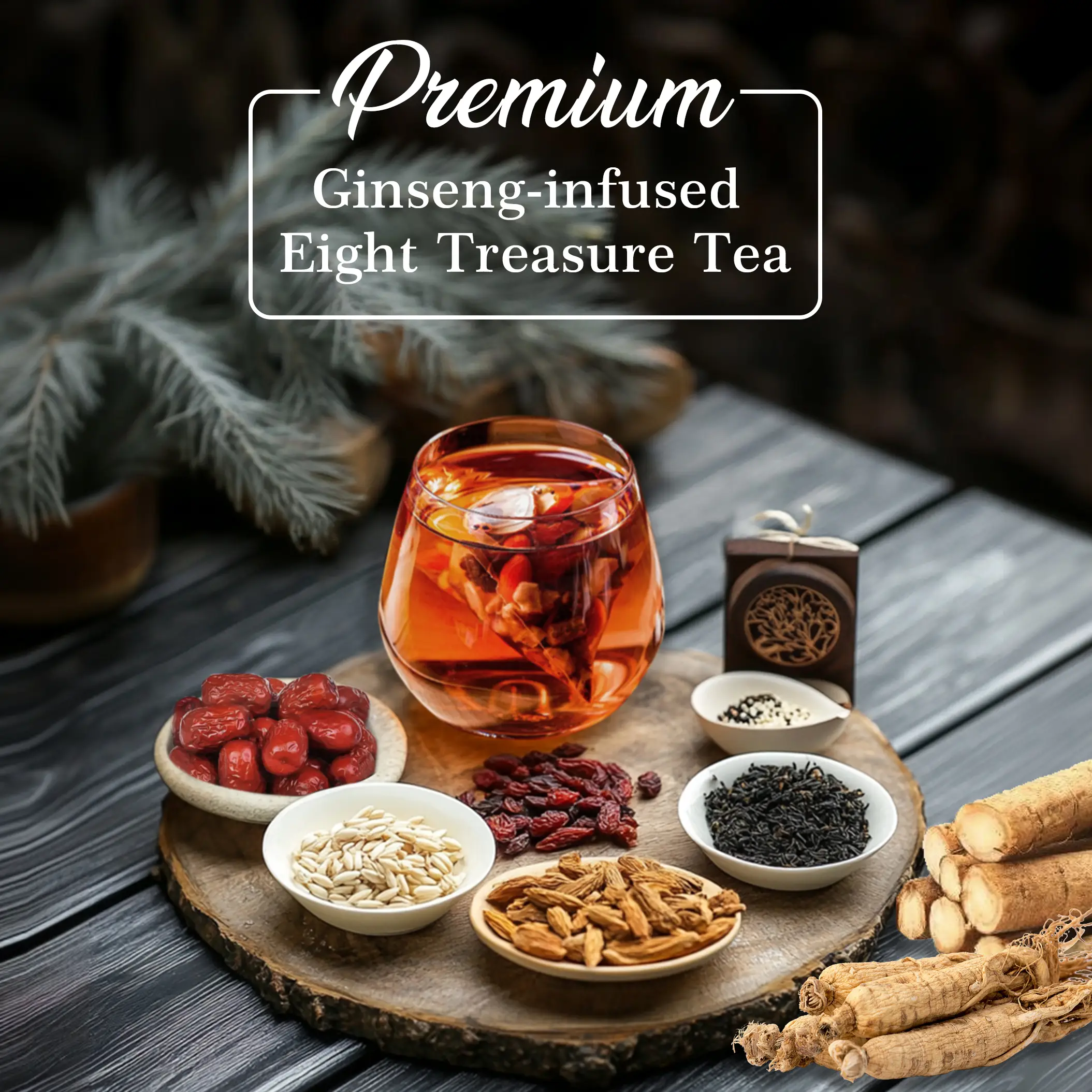 30 Tea Bags - Kidney tea formula Ginseng Five Treasure Tea Combination Scented Tea Eight Treasure Tea|RedDate Wolfberry Tea Men's Tea Mulberry Herbal