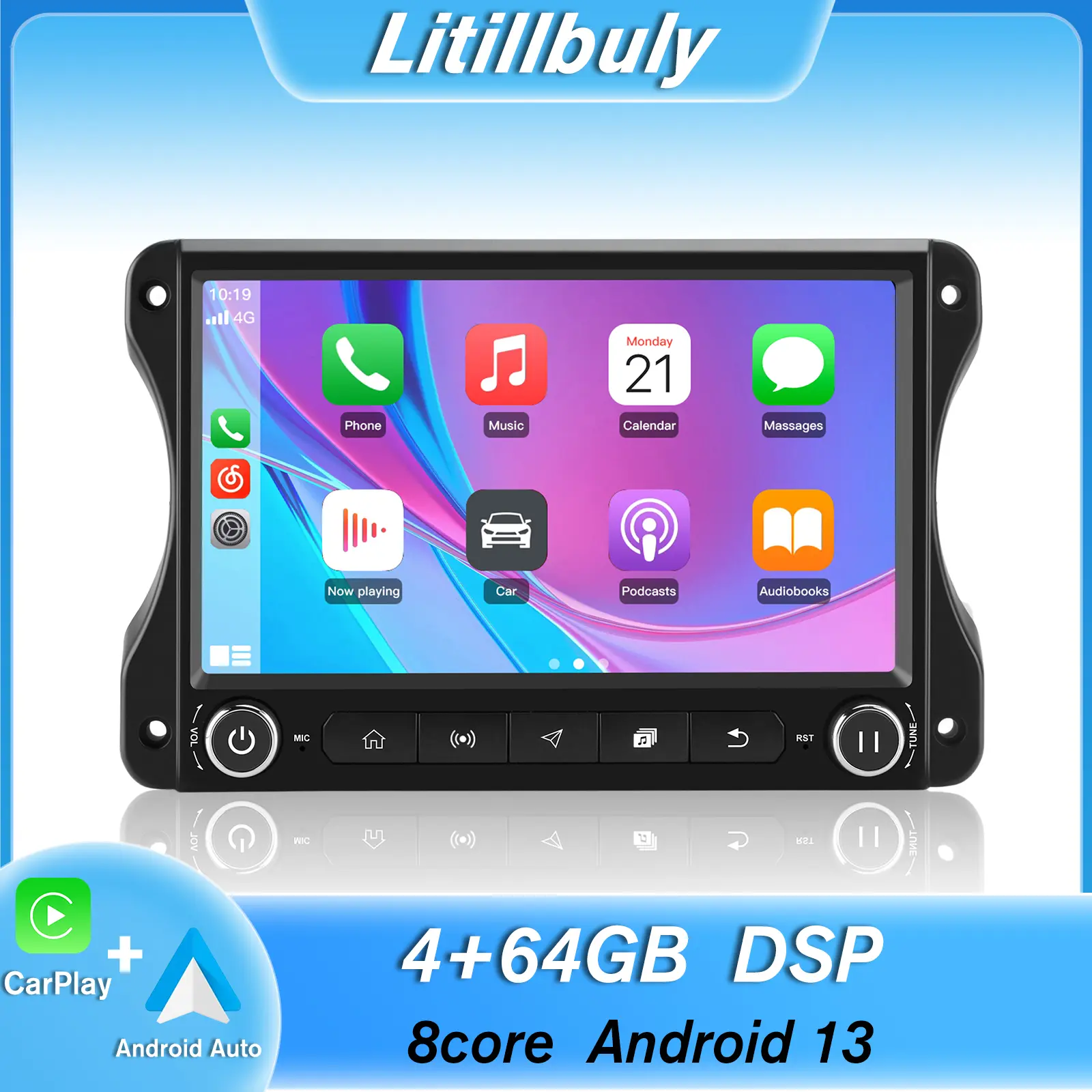 Car Stereo for Jeep Wrangler JL 2018-2022 & Jeep Gladiator 2020-2022 touch screen has Android Auto Wireless Carplay, Bluetooth WIFI supports GPS Navigation