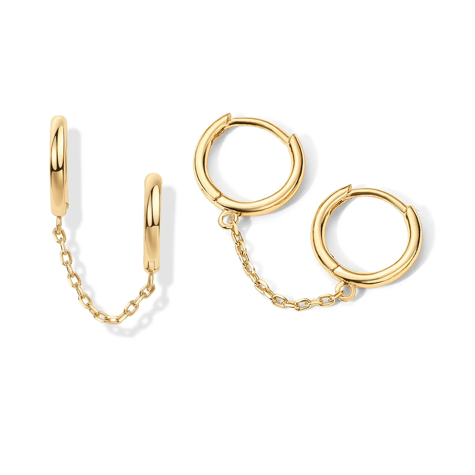 Double Huggie - Yellow Gold