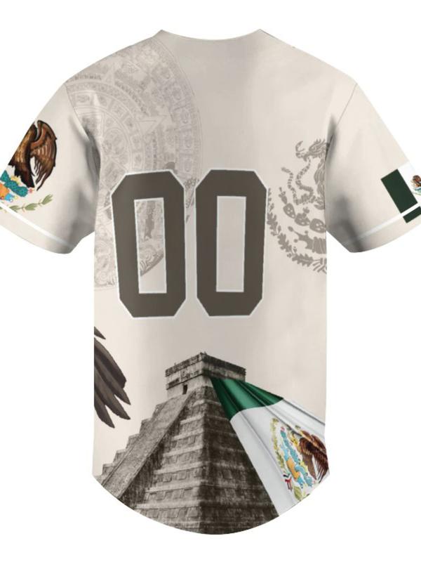 Mexico Heritage Baseball Jersey, Baseball Shirt, Tricolor Limited Edition with Embroidered Eagle & Classic Button-Up Design