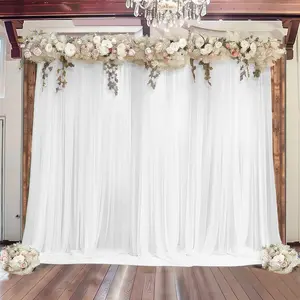 White Sheer Backdrop Drape – 5ft x 14ft Wedding Arch & Ceiling Decor Panel, Wrinkle Free with Soft Shimmer
