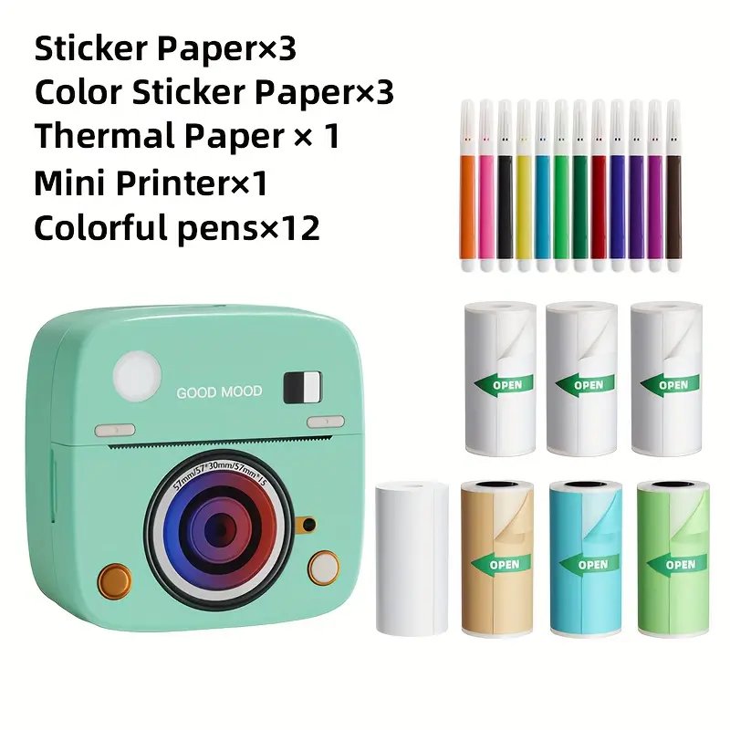 New DOLEWA C1 Mini Portable Printer - Sticker Printer, Portable Printer For Ink-free Printing Of Photos, Notes And Labels, Image DIY Graffiti Creation, Black And White Print - Compatible With IOS And Android Phone