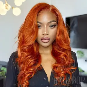 [CLEARANCE]Hair Pop 180% Density LayerCut Wig 13x4 Lace Frontal Body Wave Pre Bleached Pre Curled Wig Heat Resistant Fiber Ginger Wig