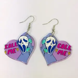 Call me earrings horror earrings