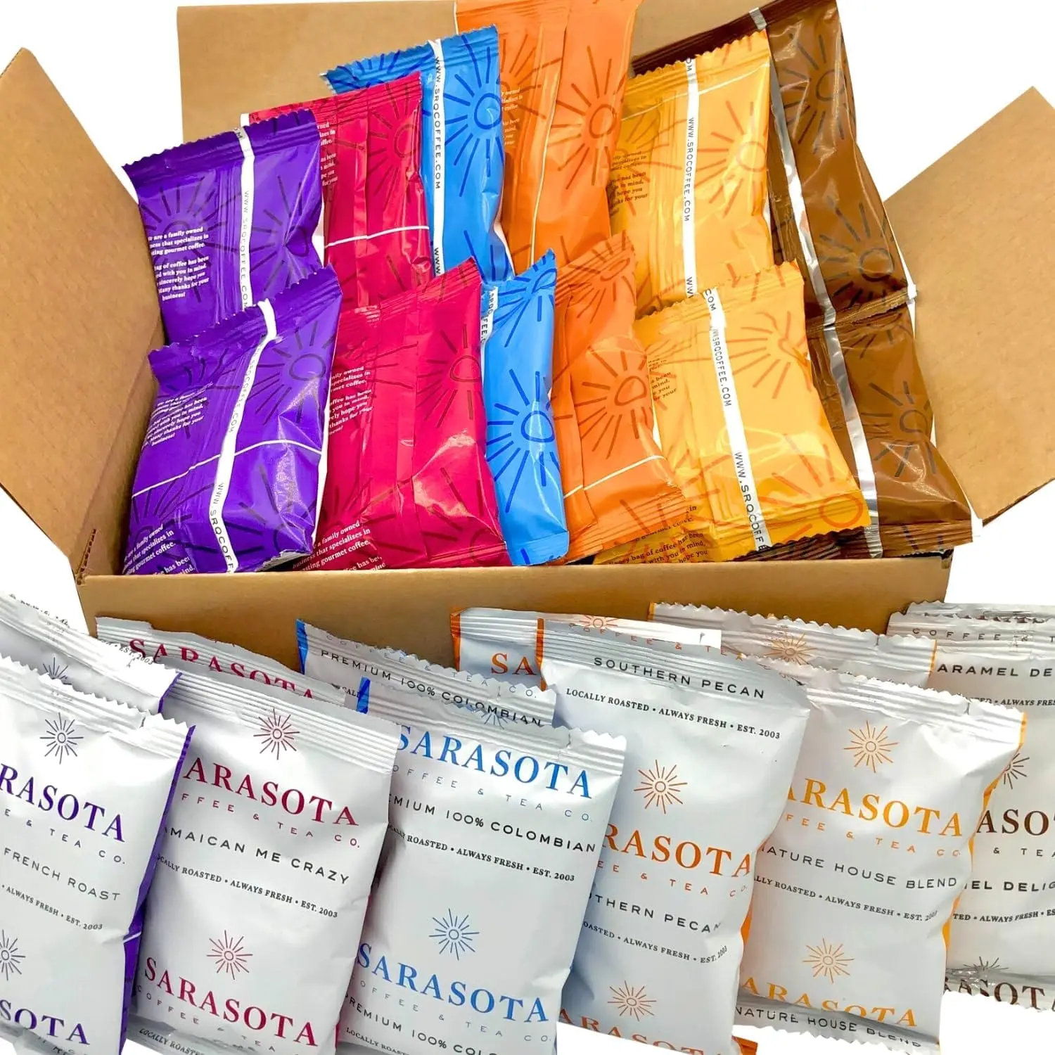 Ground Coffee Packets, Medium, Dark, & Flavored Roast Coffee Packs, Coffee Packets Single Serve, Individual Coffee Packets for 12 Cup Coffee Makers, (2 Ounce Bags, Pack of 12)