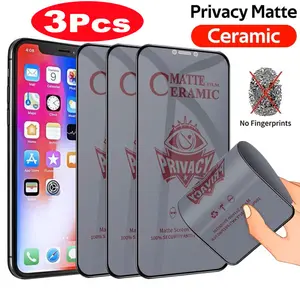3Pcs Ceramic Privacy Screen Protector for iPhone 17 Pro Max/17 Air/16 Pro Max/16 Plus/16E/15/14 Pro, Full Coverage Anti-Spy Soft Film, 9H Hardness Scratch Resistant & Case Friendly, No White Edge