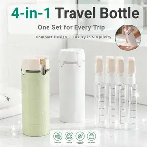 [4in1 travel dispenser bottle],travel ideal,travel set,travel toiletry,Easy Carrying,leak proof refillable toiletries container,essential travelsize shampoo,conditioner and liquid tank,wash storage bottle,dispenser bottle Organiser Canister,Travel Bottle