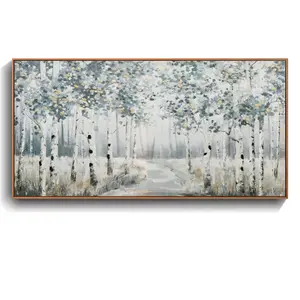Framed Modern Style Forest Path Canvas Oil Painting Home Decor