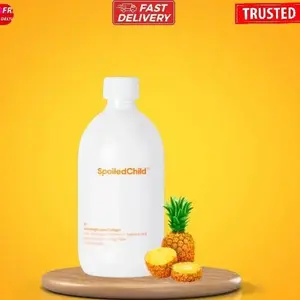 SpoiledChild EZ7 Extra Strength Liquid Collagen 400ml Pineapple Flavor with Vitamin C & Hyaluronic Acid for Skin Hair Nails Joint Gut Health