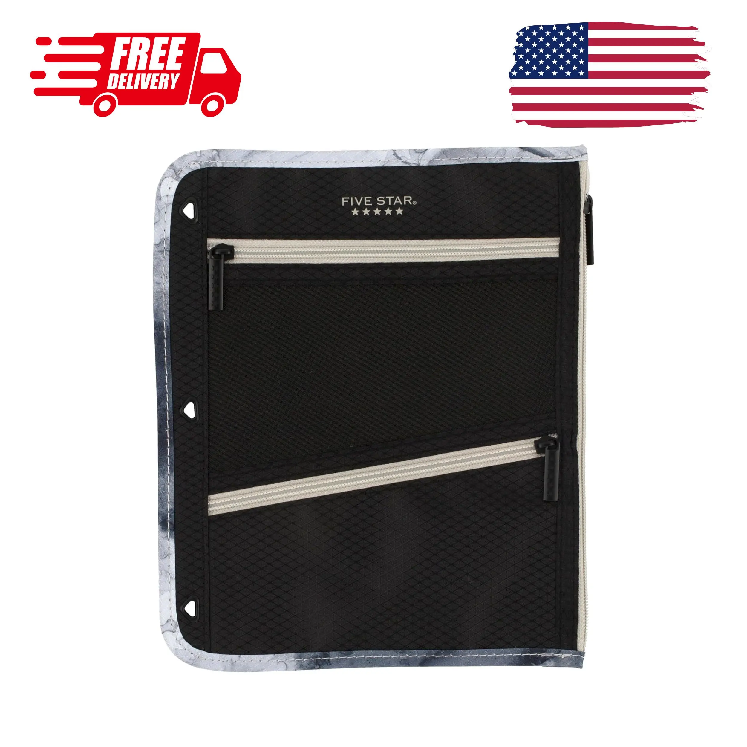 Pencil Pouch, Pen Case, 3-Pocket Zipper Pouch, Fits 3-Ring Binder