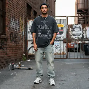 Freedom - John 3:16 Oversized Unisex T Shirt Acid Washed