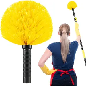 Cobweb Duster Brush , Spider Web Cleaning Tool, Indoor & Outdoor Use, Fits 3/4 Inch Acme Threaded Poles (Yellow)