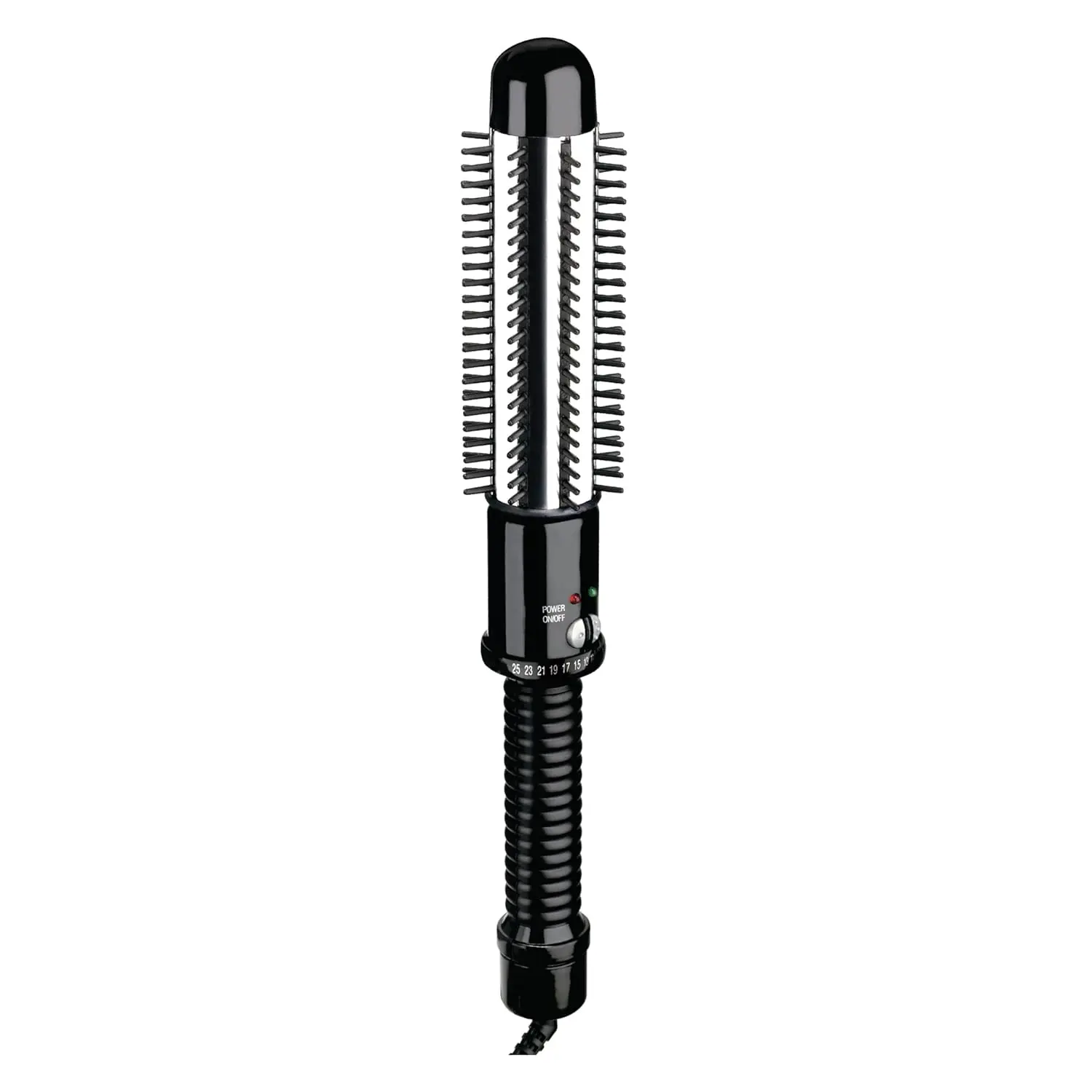 Conair Instant Heat Curling Iron Brush with 1-1/4 in Barrel, 25 Heat Settings, 30-Second Heat-Up, and Dual Voltage, Travel Ready Hair Styling Tool for Medium & Short Hair, Black, BC86N