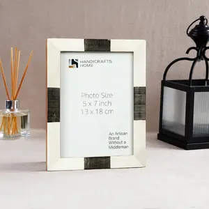Handicraft Home Handmade Sea Siren Teles Picture Frame Bone & Horn Inlay White Black – 2 Sizes