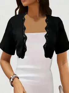 Women's Summer Thin Breathable Sun Protection Cropped Cardigan with Tank Top Outer Shawl Short Sleeve Top, Casual Fitted Style, All Seasons Wear