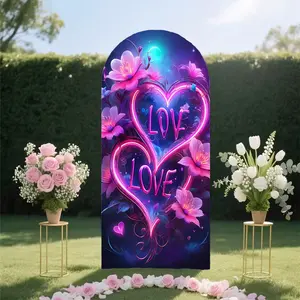 【Arch Backdrop Cover】Two heart-shaped arch backdrops with a "LOVE" theme, suitable for birthday party decorations, weddings, photo backdrops, and wall decorations (arch backdrop not included).