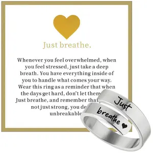 Just Breathe Engraved Heart Ring – Unisex Daily Wear Gift Jewelry