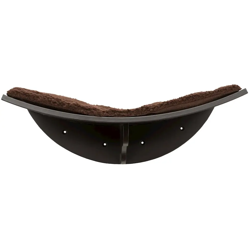 Lea Space-Saving Wall-Mounted Cat Perch - XXL Vertical Lounger with Curved Shape, Soft Cushion, Plush Mats, Espresso Brown