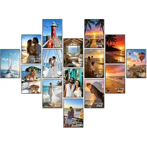 15 Pack 4x6 Black Picture Frames, Picture Frame for Home Decor with HD Acrylic for 4x6 inch Photos, Plastic Photo Frame for Wall Mounting or Tabletop Display