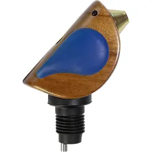 Bottle Pourer, Fun  Pourer Spout Sings While It Pours, Airtight  Bottle Sealer, Acacia  with Blue