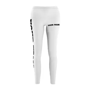 Customizable White Casual Leggings for Women with Personalized Text | Everyday Comfort & Style