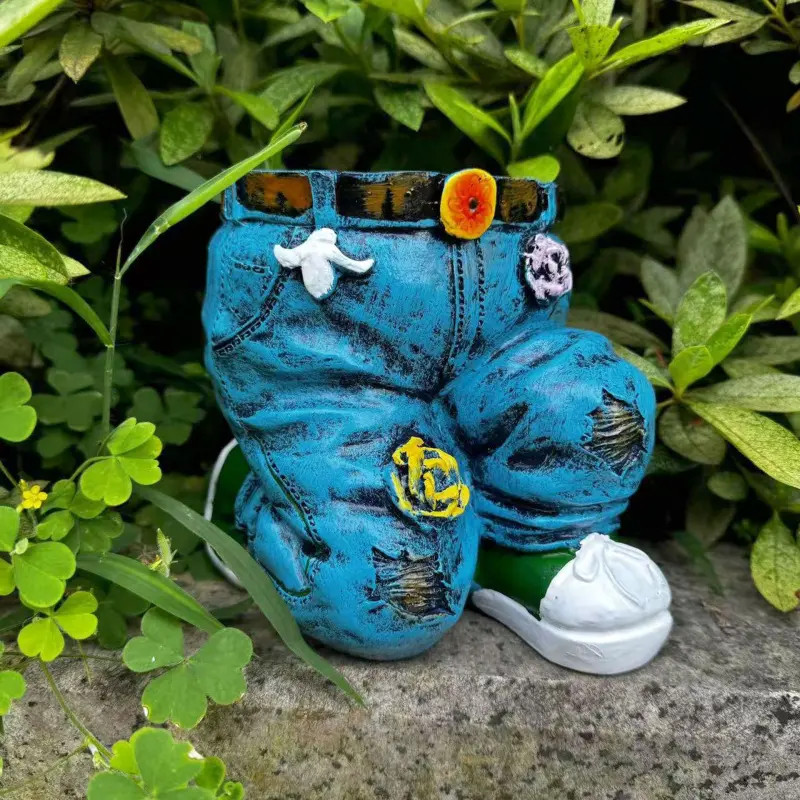 Jeans shaped resin flowerpots, retro decorative items for courtyard gardens, great partners for balcony gardening, Garden Accessories, Garden Planter