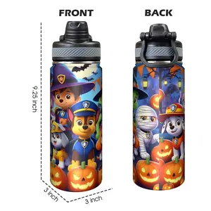 Paw Patrol 18oz Stainless Steel Insulated Water Bottle - Reusable Travel Mug with Straw, Durable Outdoor & School Hydration, Leak-Proof & Scratch-Resistant, Vibrant Cartoon Animal Designs