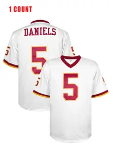 Men's Loose-Fit Sporty Rugby Jersey #5 Daniels, Perfect Gift for Young Athletes, Embroidered Design for Casual Wear