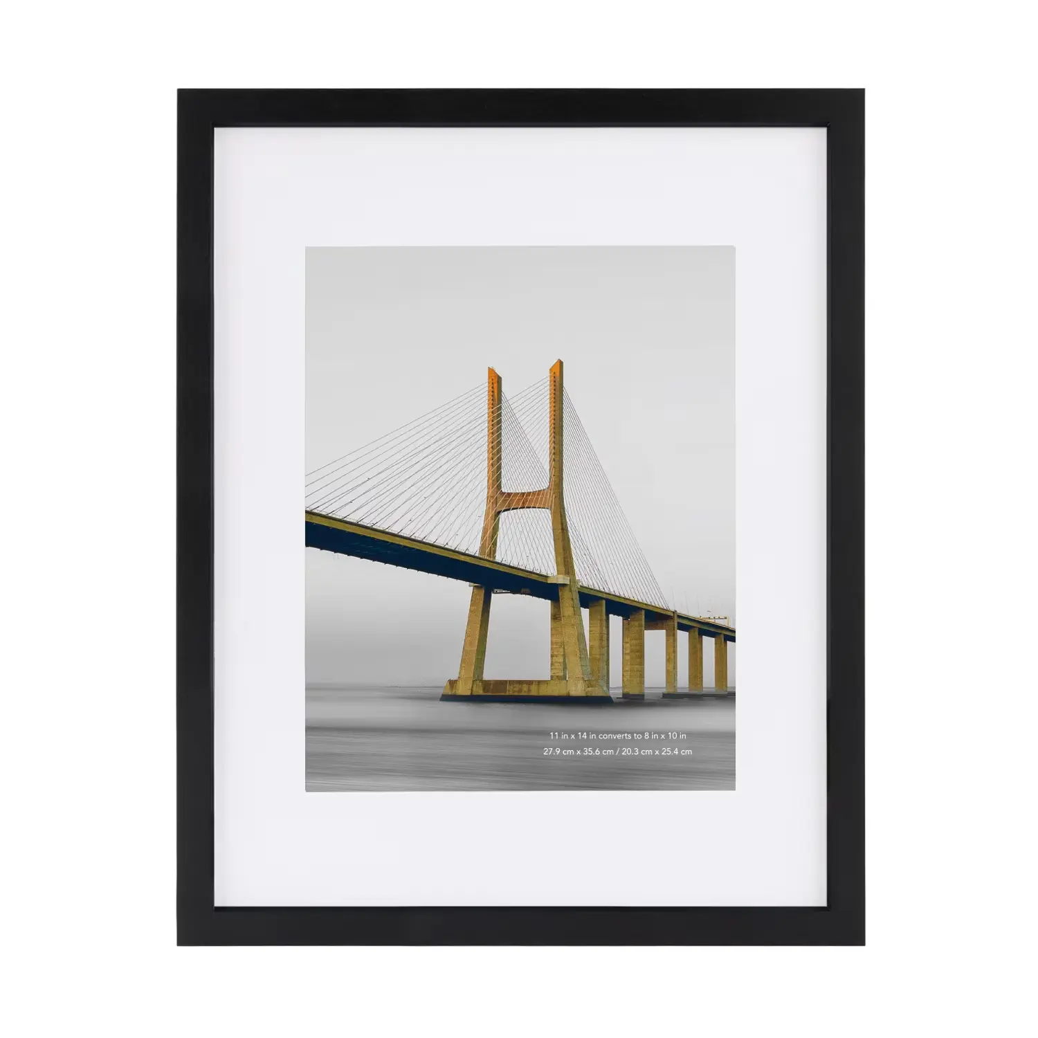 11x14 Picture Frame Set of 5 Matted to 8x10, Black Wood Wall Gallery Photo Frames with High Definition Plexiglass for Horizontal or Vertical Display