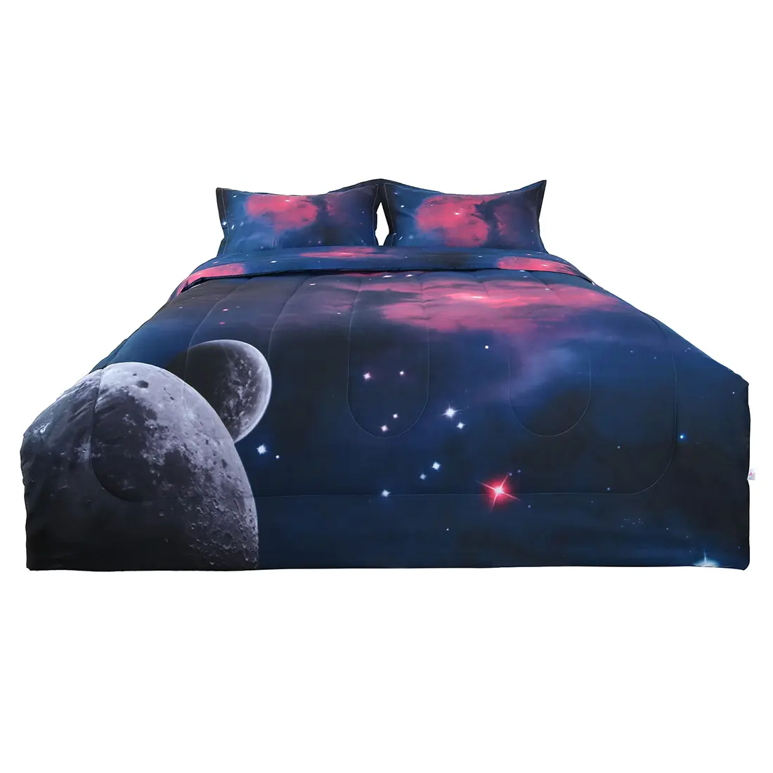 Unique Bargains Galaxy Comforter Set - 3D Printing Never Fade - Outer Space Themed Bedding - Reversible Design-- with 2 Matching Pillow Covers