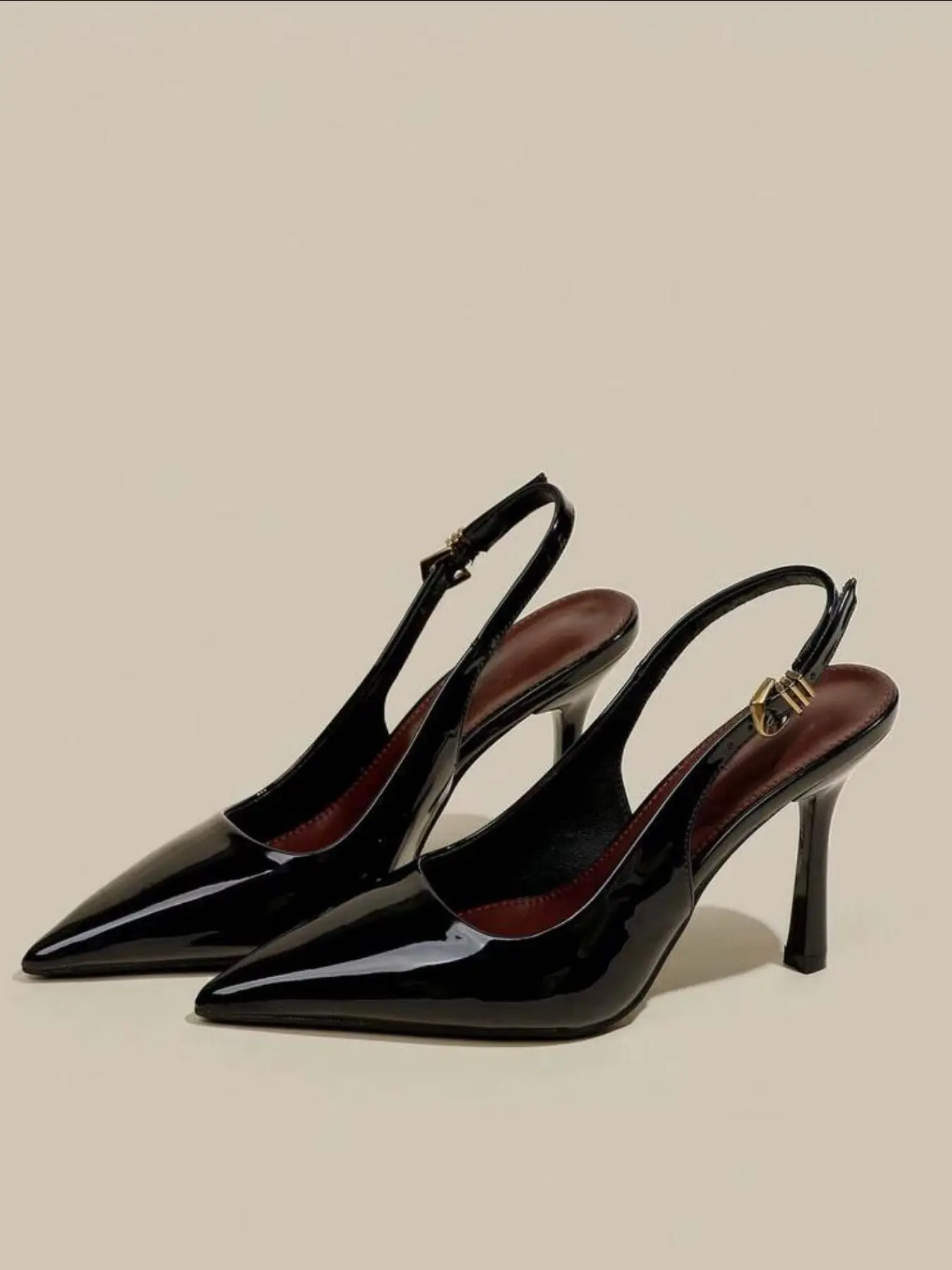 Women Adjustable Single Buckle High Heel Shoes, Fashionable Party Shoes, Footwear, Pointed Toe Elegant Stiletto, Mirror Finish, Shiny, Perfect for Daily Wear/proms